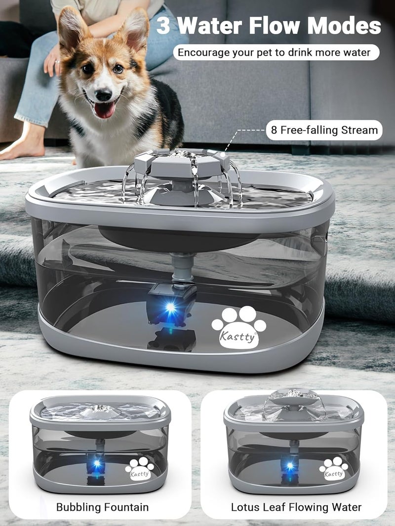 Kastty 2.5Gal/9.5L Dog Water Fountain Extra Large Pet Water Fountain 3 Flow Modes Cat Water Fountain Larger Filter Filtration& Smart LED Pump& Safe Touch, BPA-Free, Quiet for Large Dogs Pets FS68 - Image 3